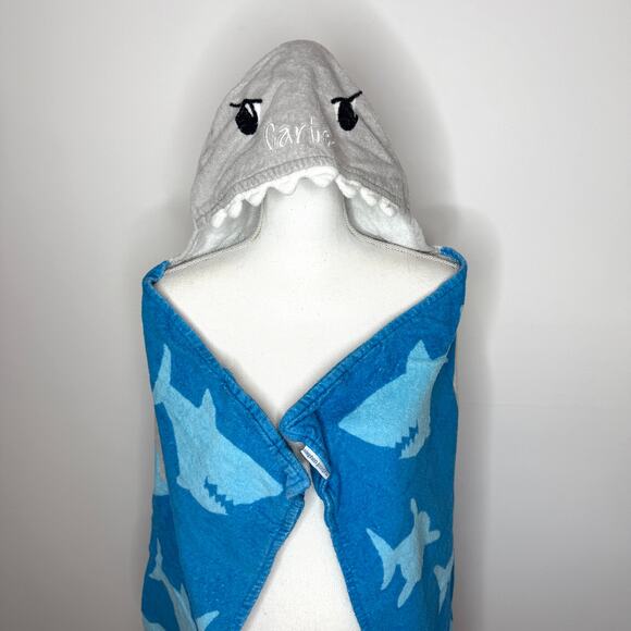 Stephen Joseph Kids Toddler Carter Embroidered Shark Bath Beach Towel Gray Blue - Picture 3 of 9